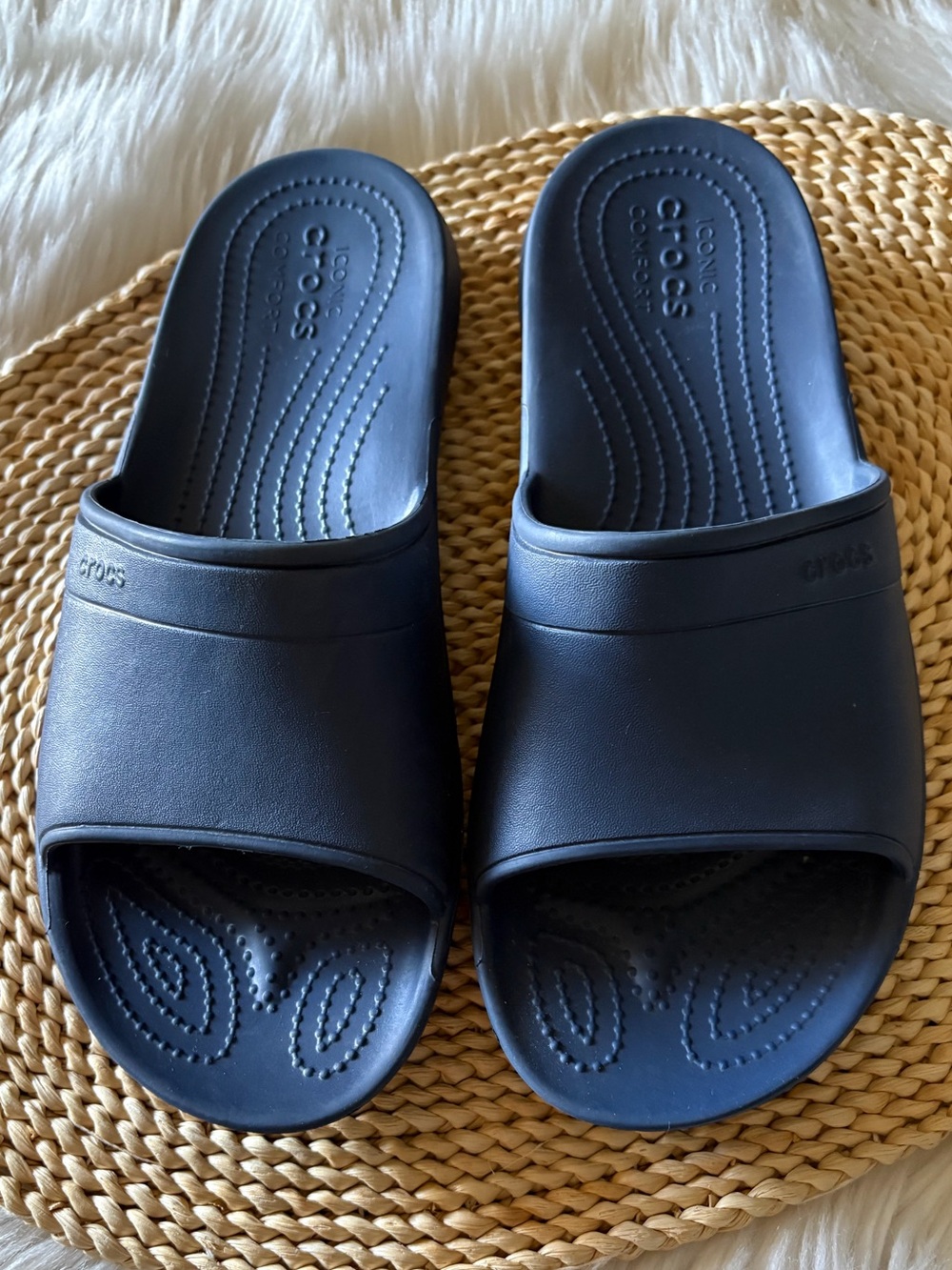 Crocs Iconic Comfort Unisex Navy Blue Slides